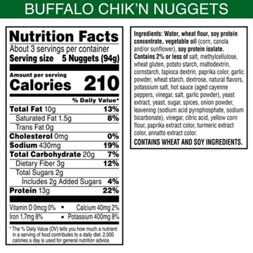 MorningStar Farms Veggitizers Buffalo Chik'n Nuggets, 10.5 oz