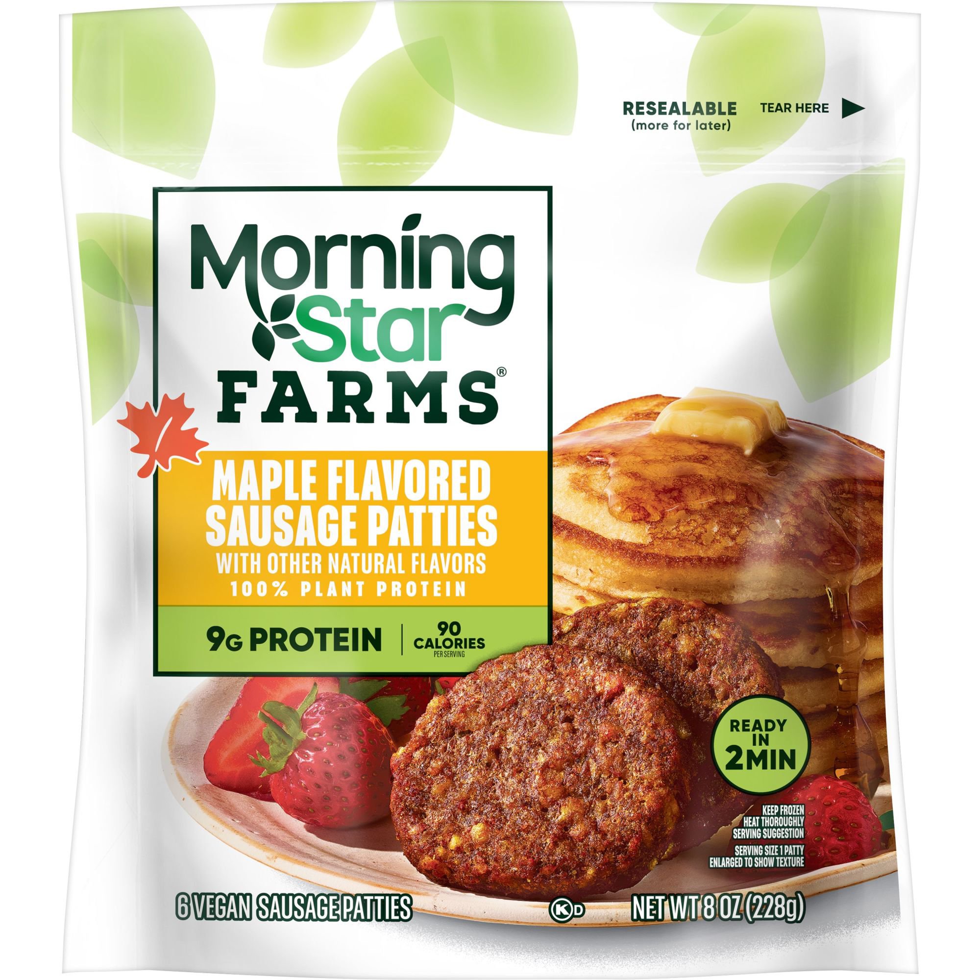 MorningStar Farms Veggie Breakfast Maple Flavored Sausage Patties, 8 oz