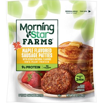 MorningStar Farms Veggie Breakfast Maple Flavored Sausage Patties, 8 oz, 6 ct