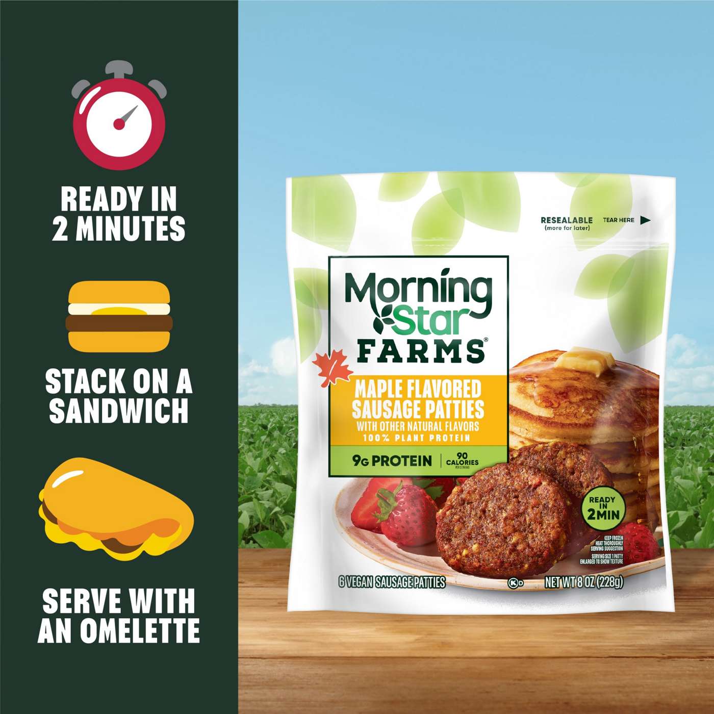 MorningStar Farms Veggie Breakfast Maple Flavored Sausage Patties, 8 oz; image 2 of 6