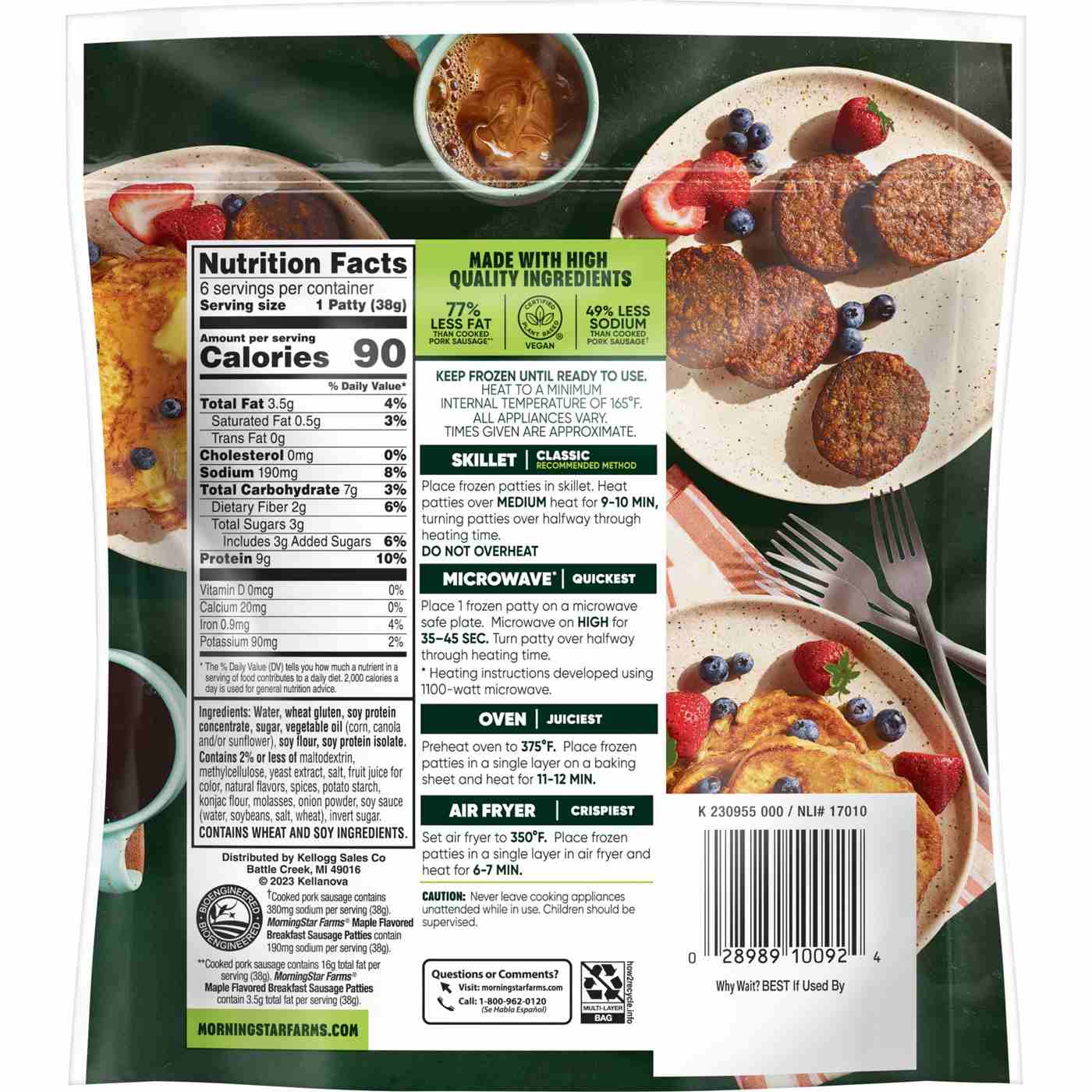 MorningStar Farms Veggie Breakfast Maple Flavored Sausage Patties, 8 oz; image 6 of 6