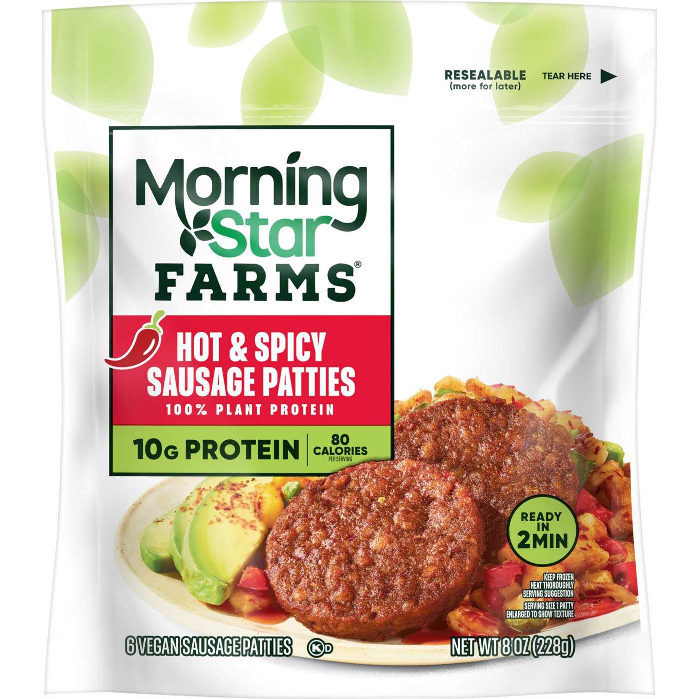 MorningStar Farms Veggie Breakfast Hot and Spicy Sausage Patties, 8 oz