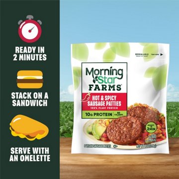 MorningStar Farms Veggie Breakfast Hot and Spicy Sausage Patties, 8 oz, 6 ct