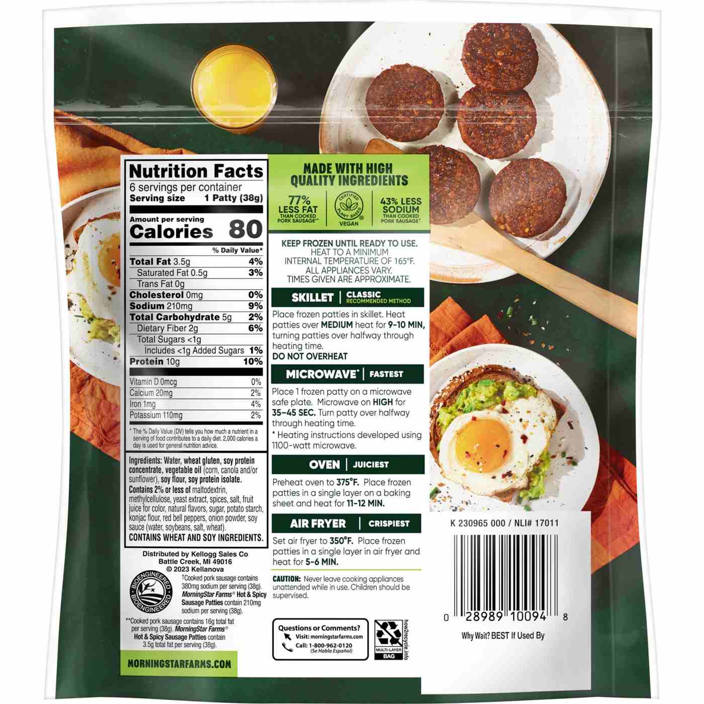 MorningStar Farms Veggie Breakfast Hot and Spicy Sausage Patties, 8 oz; image 6 of 6