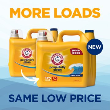 Arm & Hammer Powerfully Clean HE Liquid Laundry Detergent, 174 Loads - Clean Burst, 174 oz