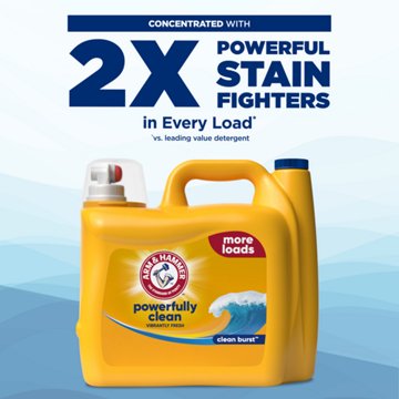 Arm & Hammer Powerfully Clean HE Liquid Laundry Detergent, 174 Loads - Clean Burst, 174 oz