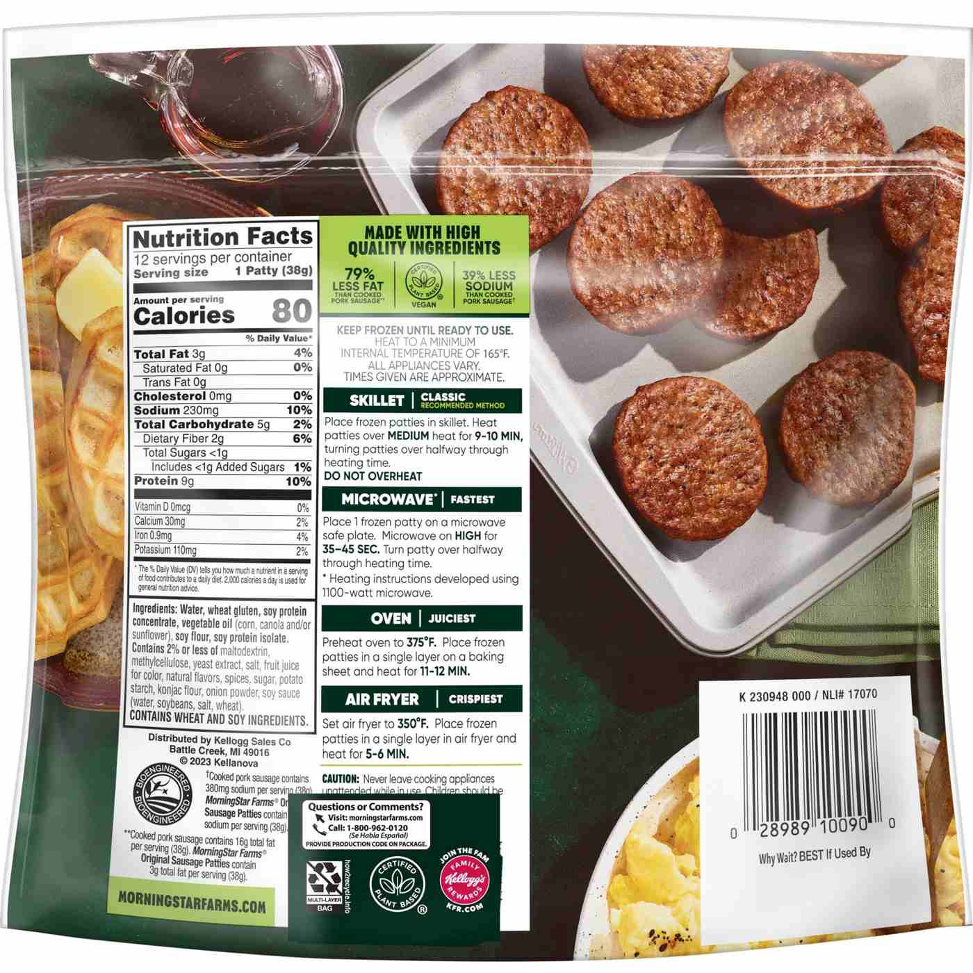 MorningStar Farms Veggie Breakfast Original Sausage Patties, 16 oz; image 6 of 6