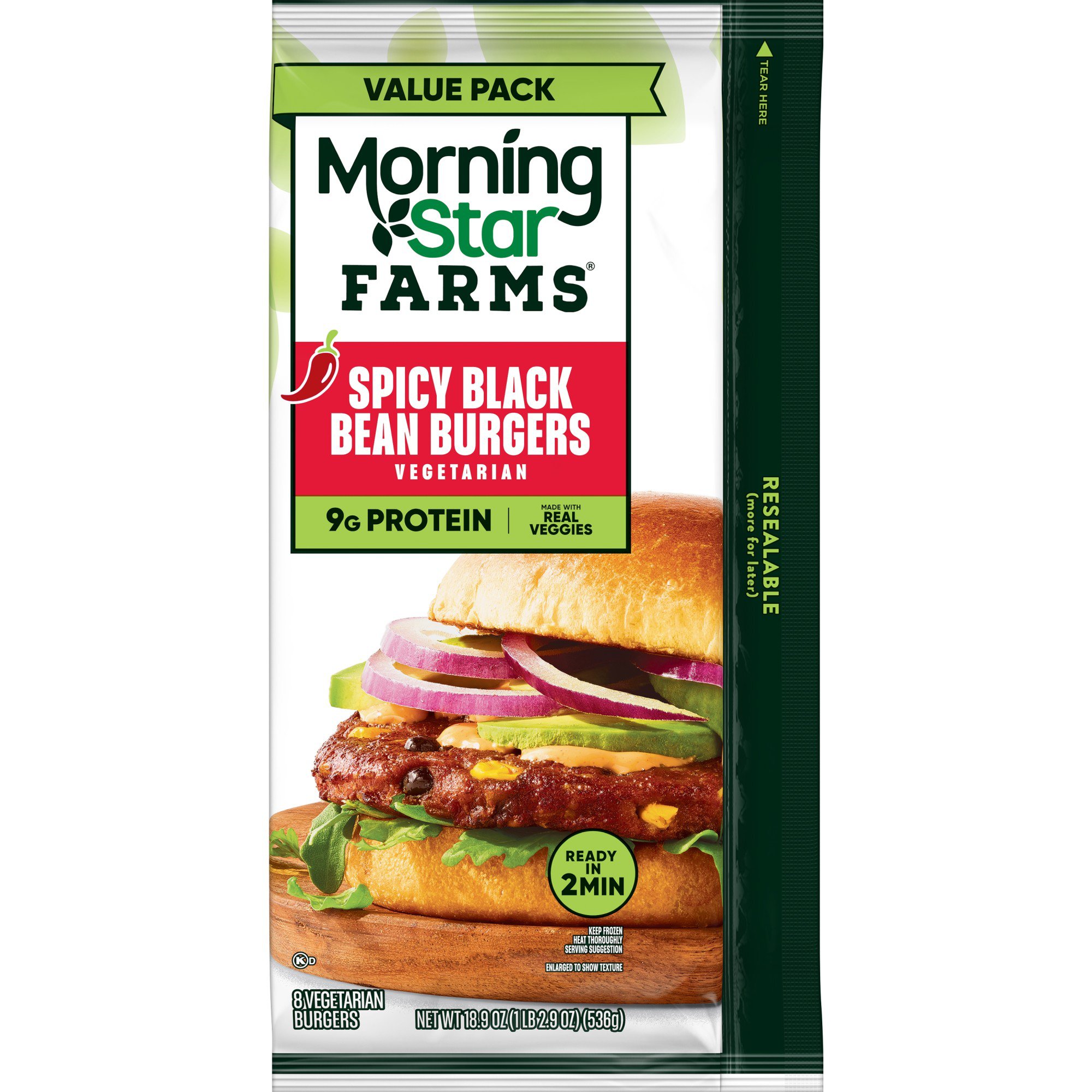 MorningStar Farms Spicy Black Bean Veggie Burgers, 18.9 oz - Shop Meat ...