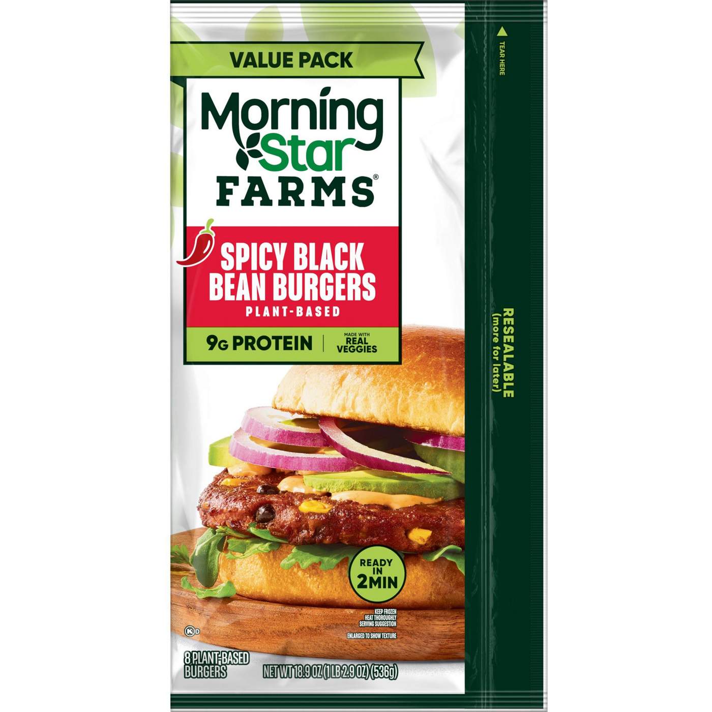 MorningStar Farms Spicy Black Bean Veggie Burgers; image 3 of 5