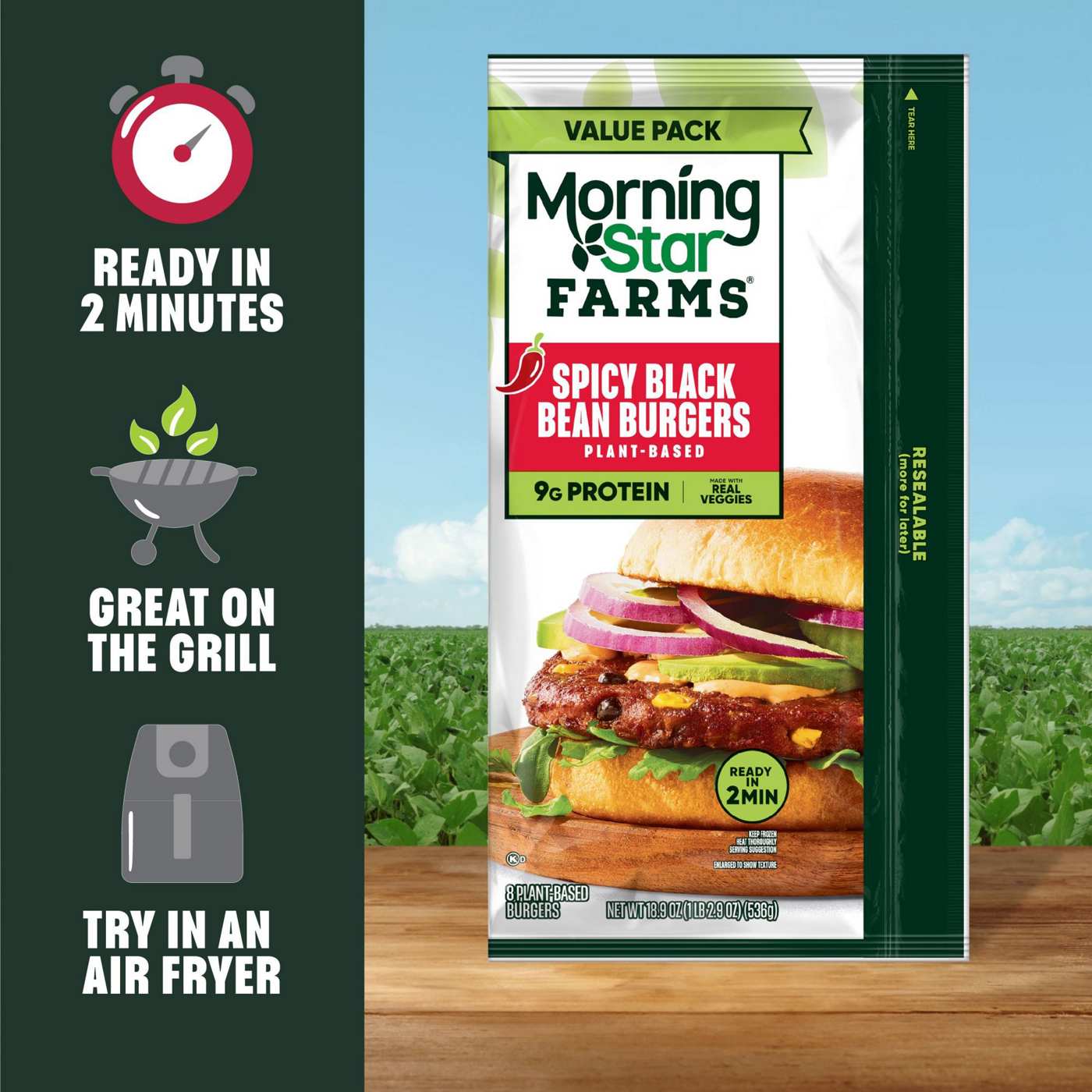 MorningStar Farms Spicy Black Bean Veggie Burgers; image 5 of 5