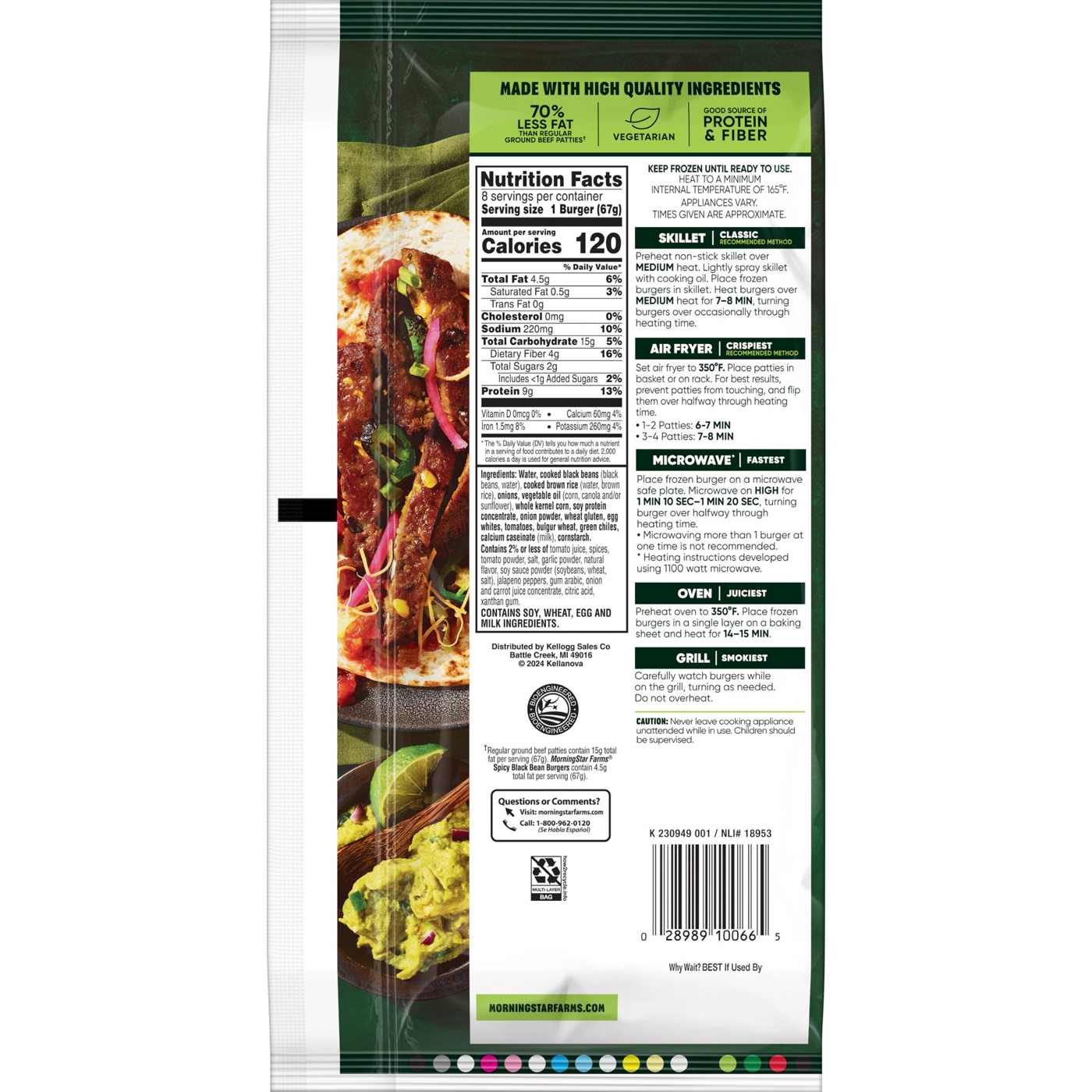 MorningStar Farms Spicy Black Bean Veggie Burgers, 18.9 oz; image 6 of 6