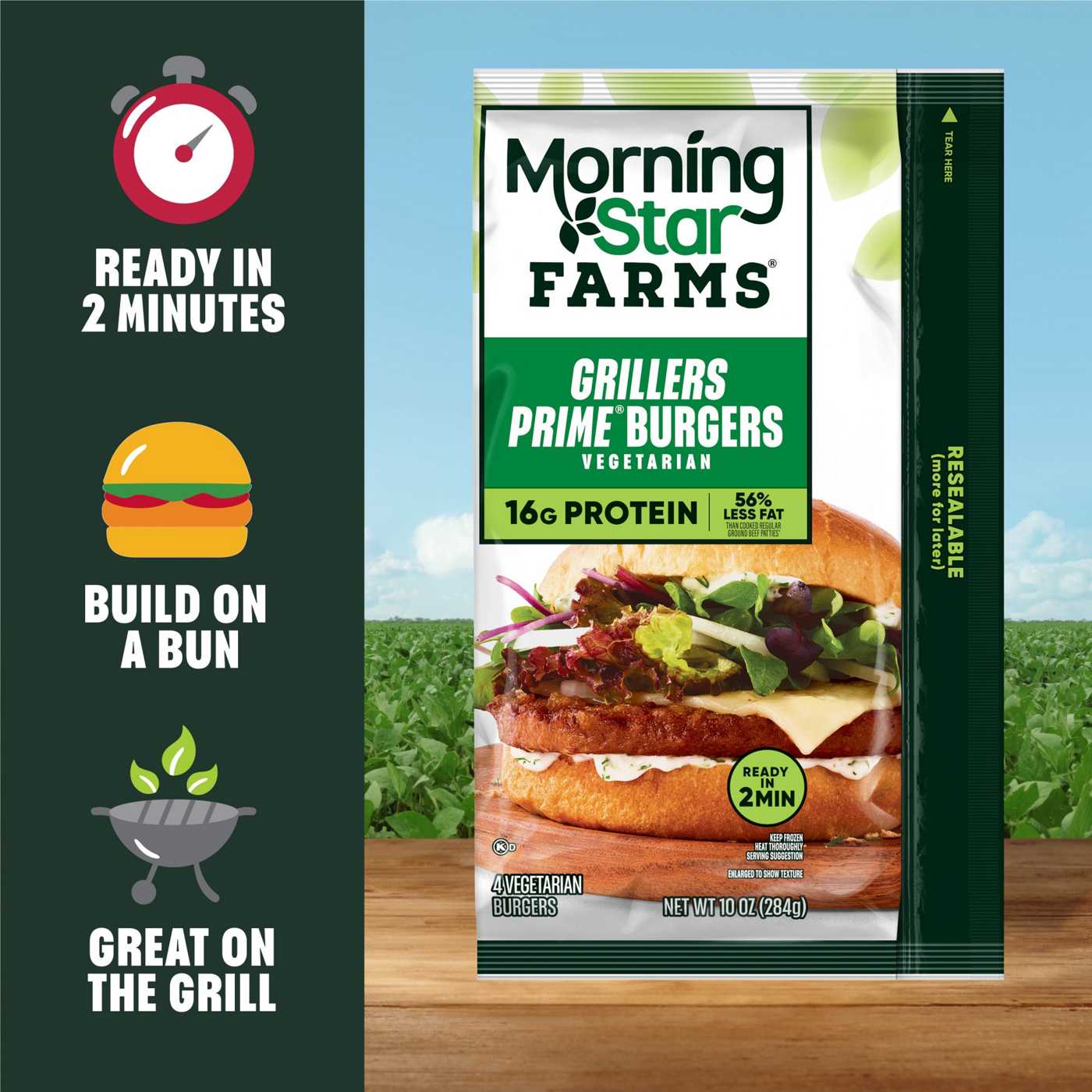 MorningStar Farms Grillers Prime Veggie Burgers, 10 oz; image 2 of 6