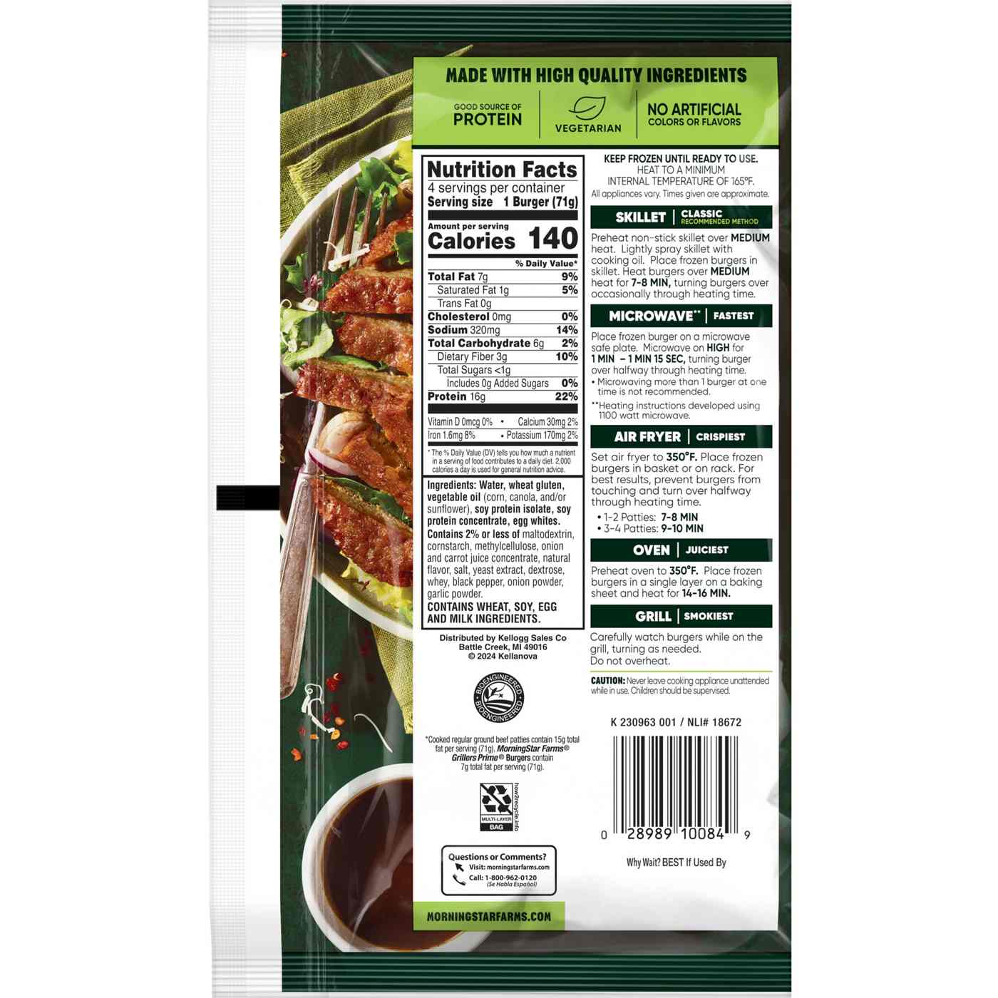 MorningStar Farms Grillers Prime Veggie Burgers, 10 oz; image 6 of 6