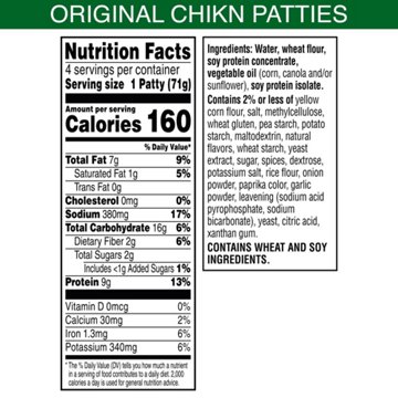 MorningStar Farms Original Chik'n Patties, 10 oz, 4 ct
