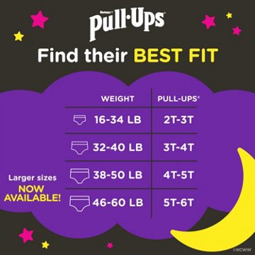 Pull-Ups Girls' Night-Time Potty Training Pants - 3T-4T, 60 ct