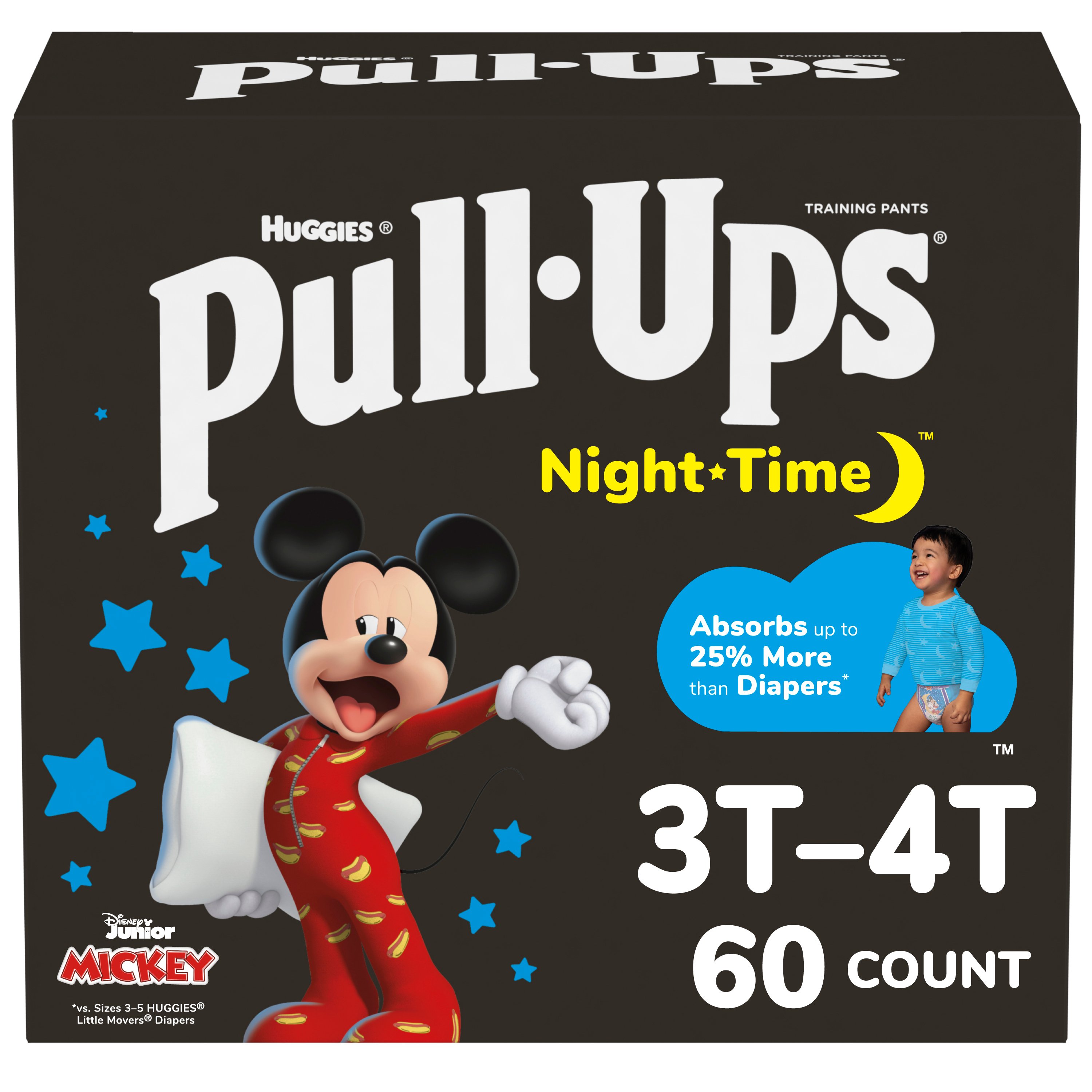  Pull-Ups Girls' Nighttime Potty Training Pants, Training  Underwear, 3T-4T (32-40 lbs), 60 Ct : Baby