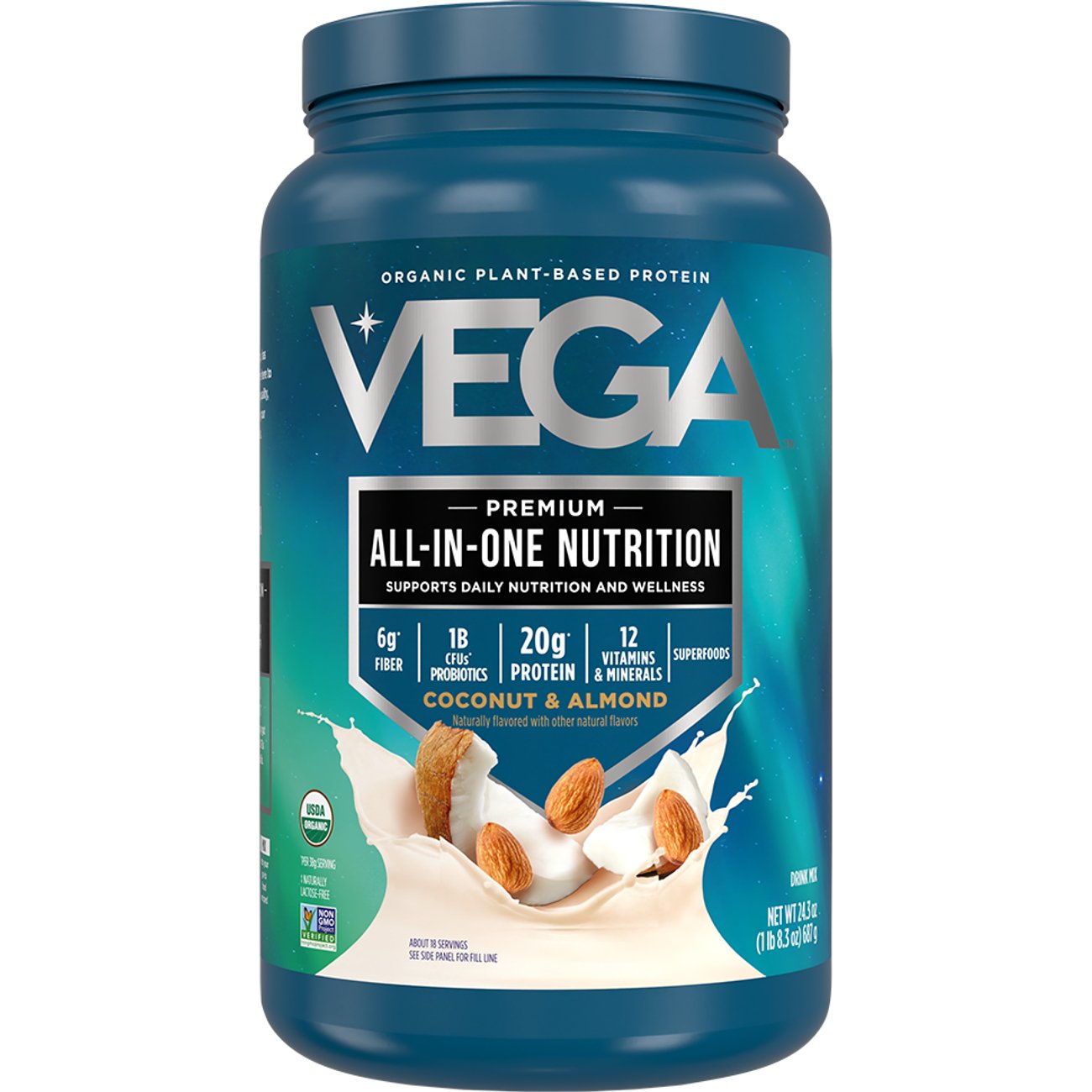 Vega Plant-Based All-in-One 20g Protein Shake Mix - Coconut Almond, 24.3 oz