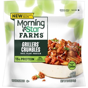 MorningStar Farms Meal Starters Grillers Plant Based Vegan Crumbles, 12 oz