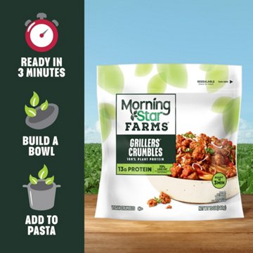 MorningStar Farms Meal Starters Grillers Plant Based Vegan Crumbles, 12 oz