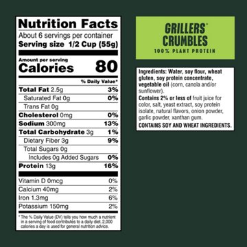 MorningStar Farms Meal Starters Grillers Plant Based Vegan Crumbles, 12 oz