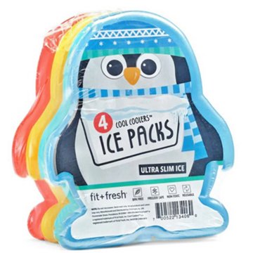 Fit + Fresh Cool Coolers Shaped Penguins Slim Ice Packs, 4 pk