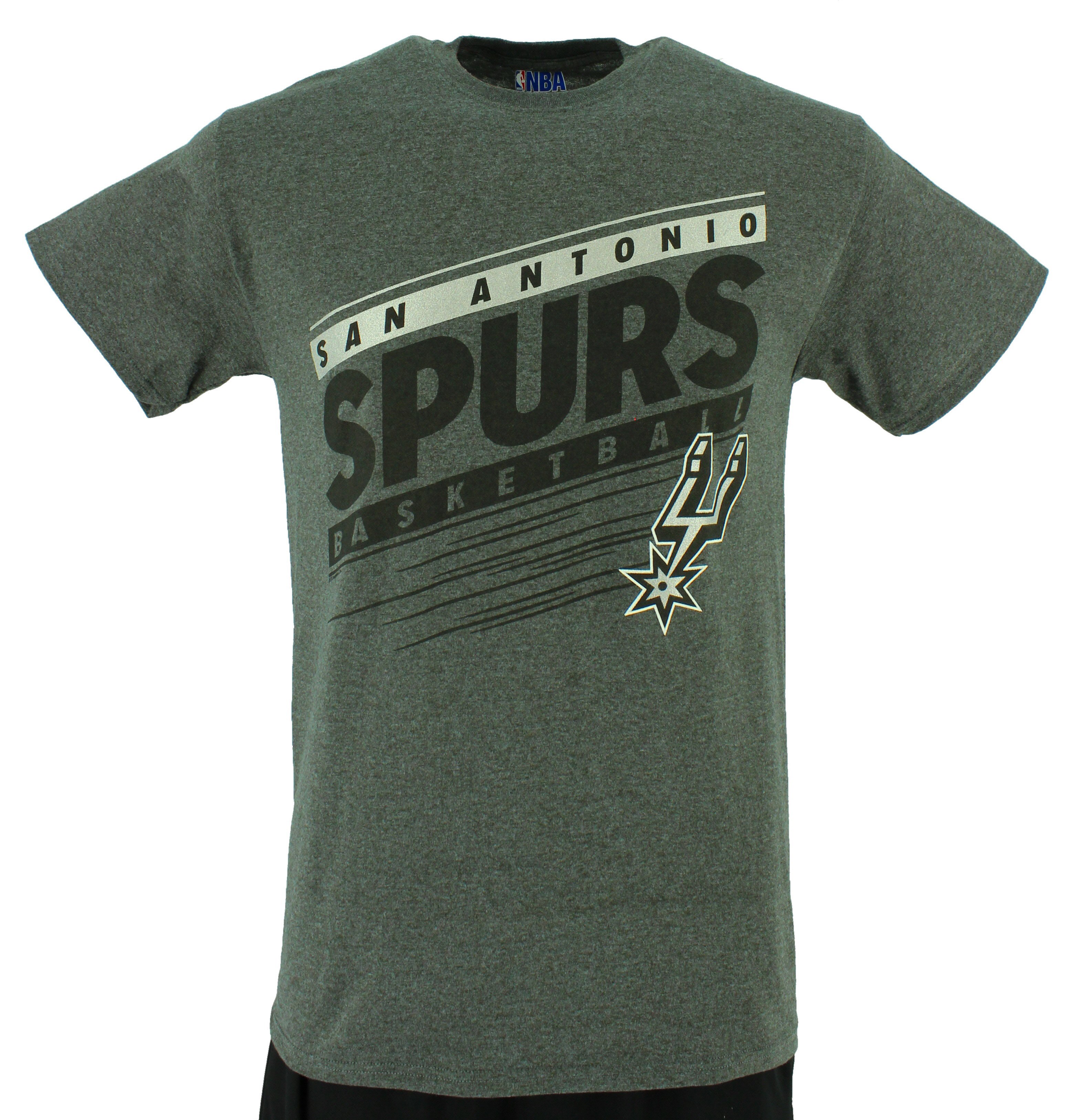 San Antonio Spurs Men's Heather Grey Slant Print Tee Shop Team Apparel at HEB