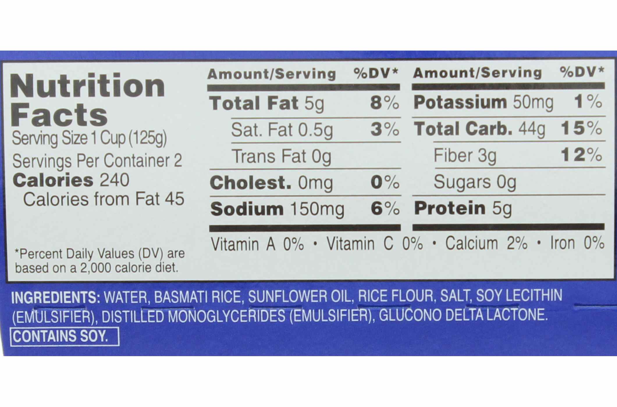 Basmati Rice Cup, Fully Cooked Nutrition Facts - Eat This Much