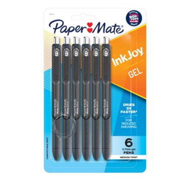 Paper Mate Inkjoy 0.7mm Gel Pens - Black Ink, 6 pk
