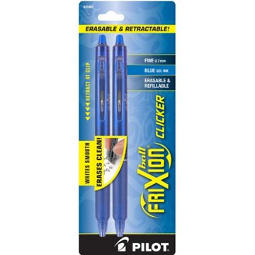 Pilot FriXion Clicker 0.7mm Erasable Gel Pens - Blue Ink, 2 pk