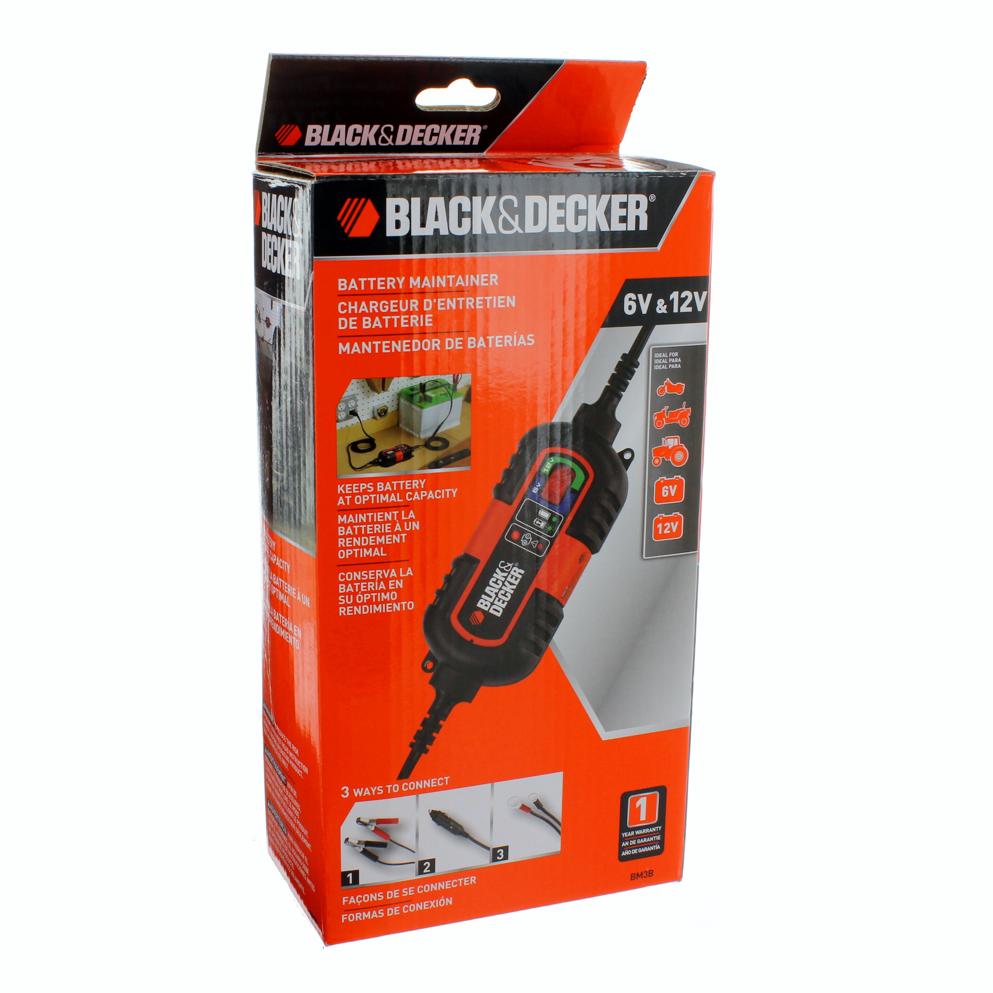 Black & Decker - Automatic Charger/Battery Maintainer: 6 & 12VDC - 37672011  - MSC Industrial Supply