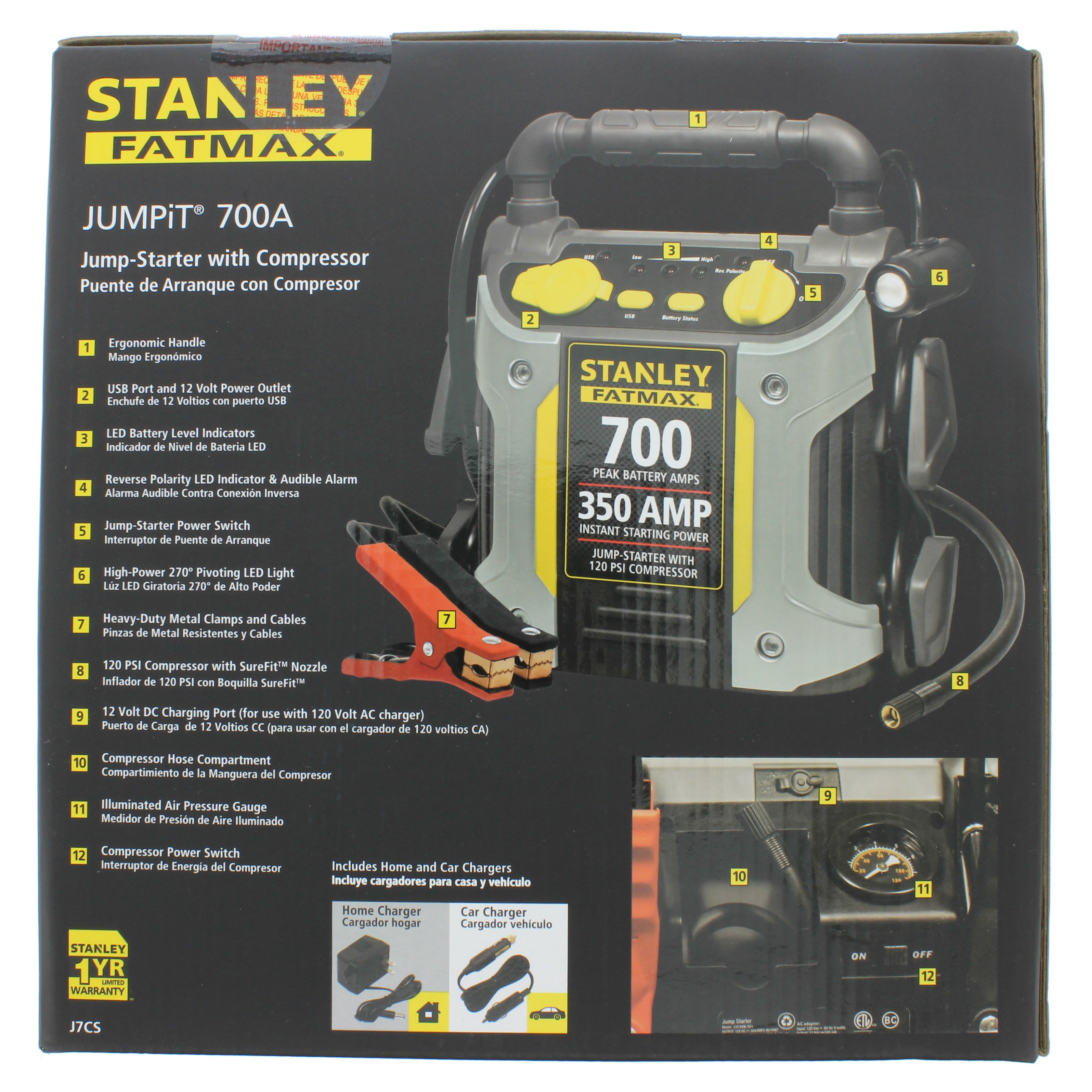 Stanley 350 Instant/ 700 PEAK Battery Amp Jump Starter with Compressor -  Shop Car Accessories at H-E-B