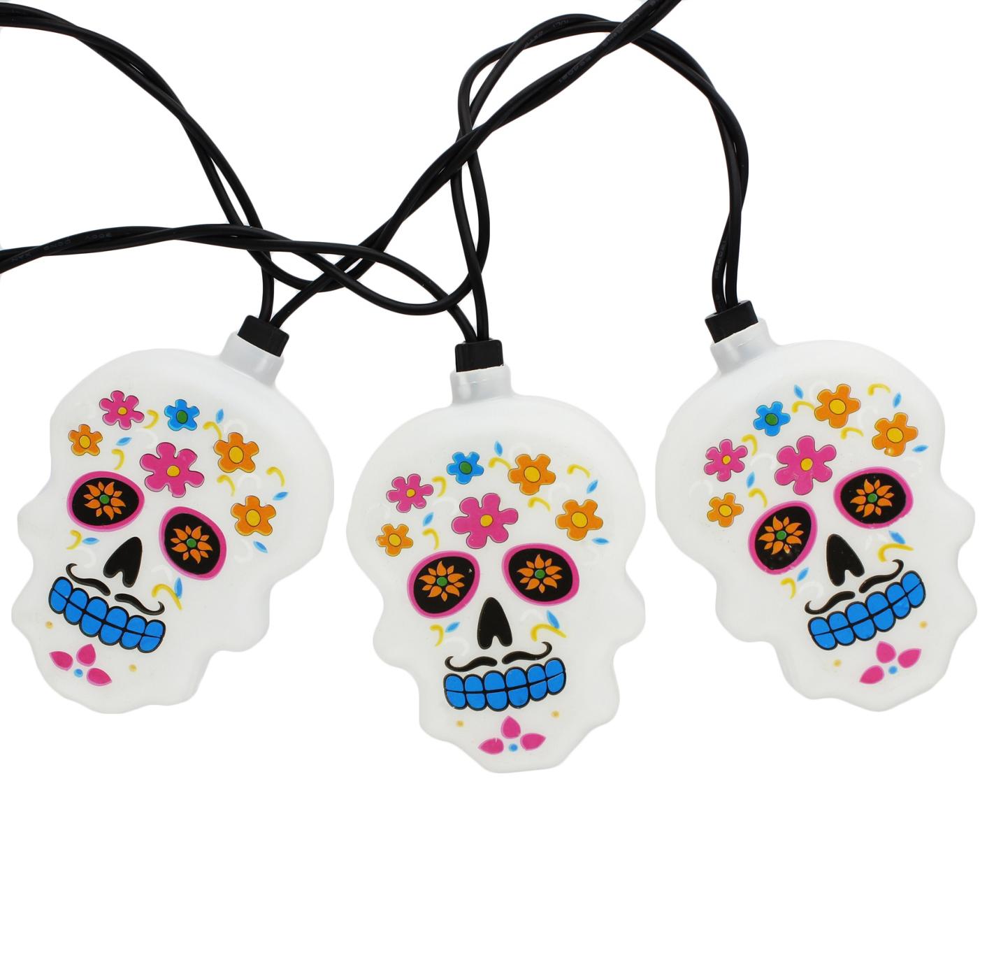 Holiday Market Day Of The Dead Sugar Skull String Lights; image 1 of 2