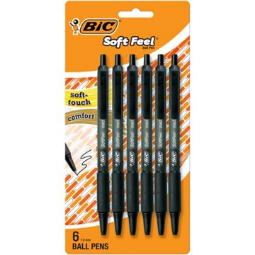 BIC Soft Feel Retractable Ball Pens - Black Ink, 5 pk