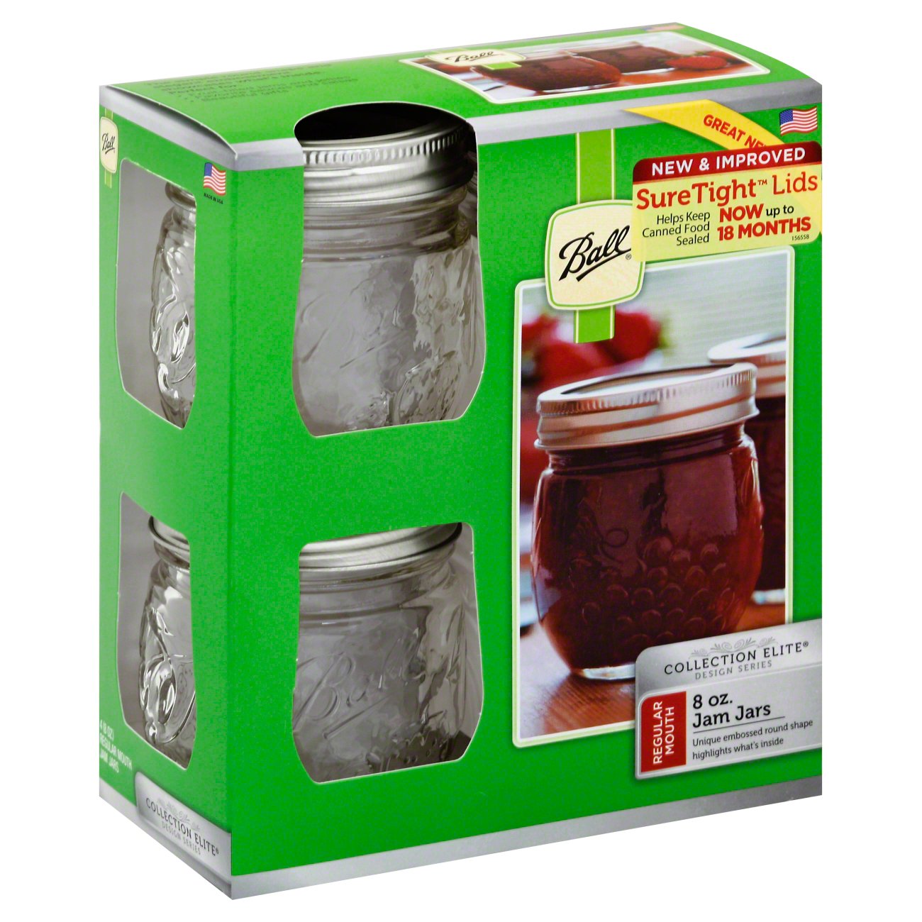 Ball Elite 8 oz Regular Mouth Jam Jars Shop Canning supplies at HEB