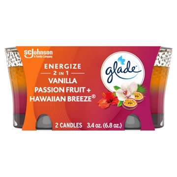 Glade 2 in 1 Vanilla Passion Fruit & Hawaiian Breeze Candles, 2 ct