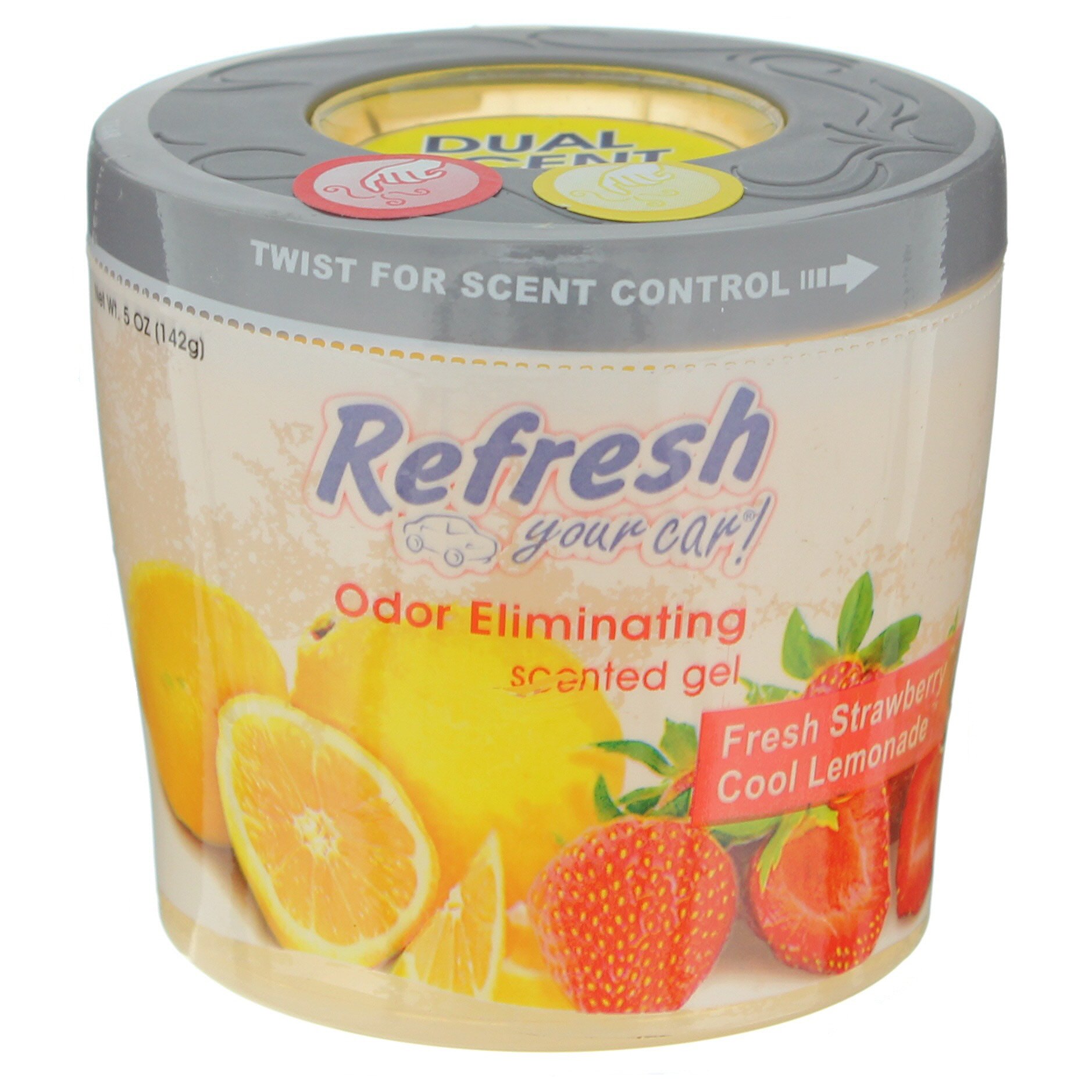 Refresh Your Car Fresh Strawberry/Cool Lemonade Dual Scent Gel Can