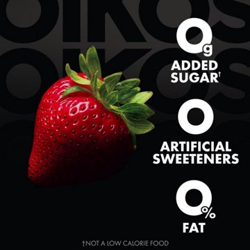 Oikos Triple Zero 15g Protein Sugar Free Non Fat Blended 4 pk Greek Yogurt - Strawberry, 5.3 oz