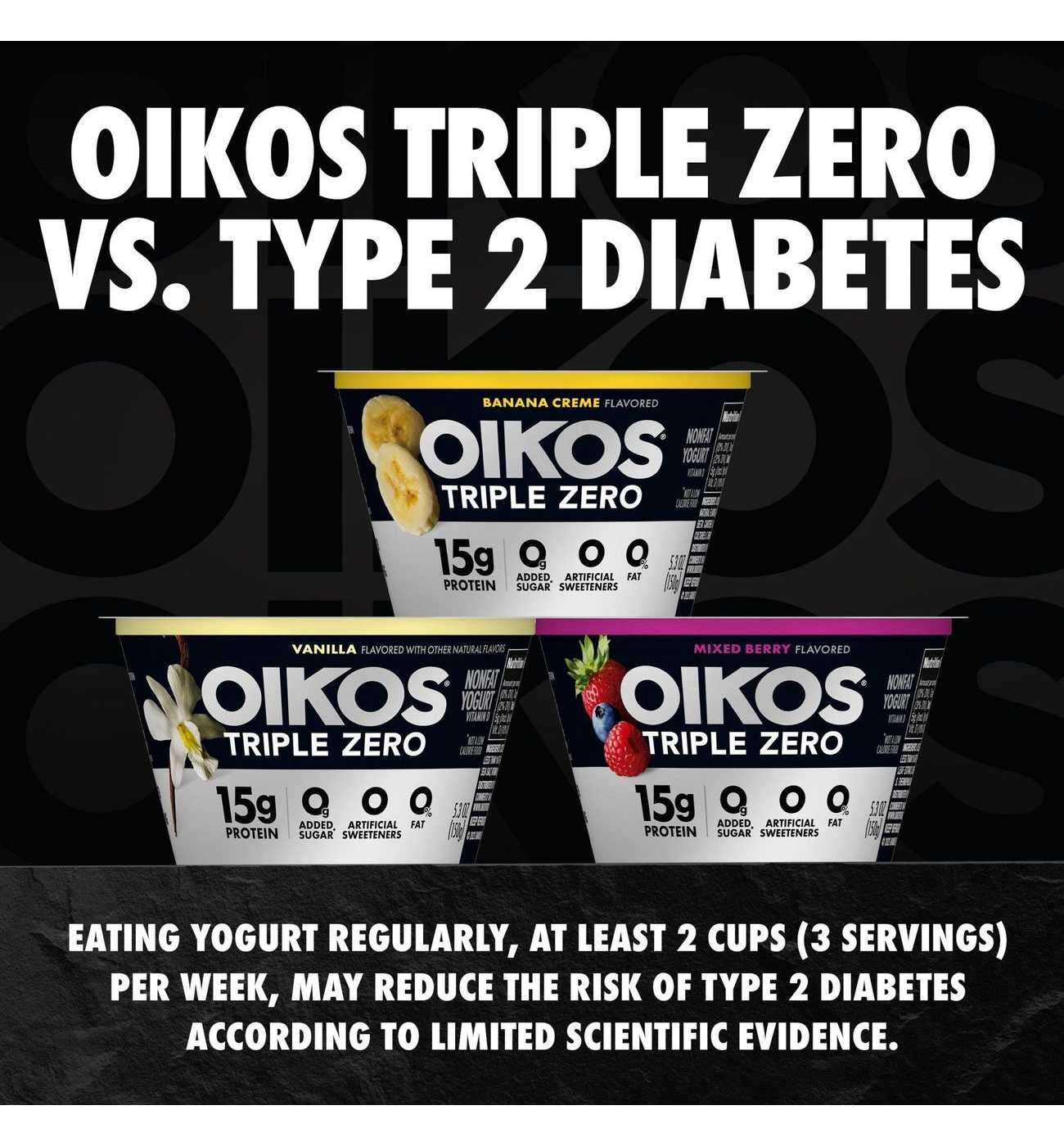 Oikos Triple Zero 15g Protein Sugar Free Non Fat Blended 4 pk Greek Yogurt - Strawberry; image 7 of 10
