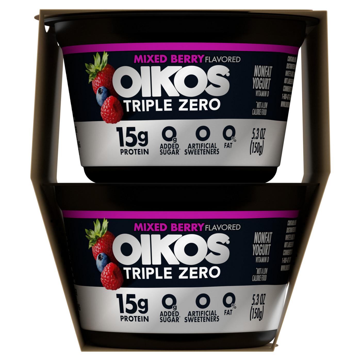 Oikos Triple Zero 15g Protein Sugar Free Blended 4 pk Greek Yogurt -  Mixed Berry; image 3 of 7