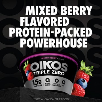 Oikos Triple Zero 15g Protein Sugar Free Blended 4 pk Greek Yogurt -  Mixed Berry, 5.3 oz