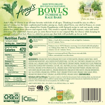 Amy's 17g Protein 3 Cheese & Kale Bake Bowl