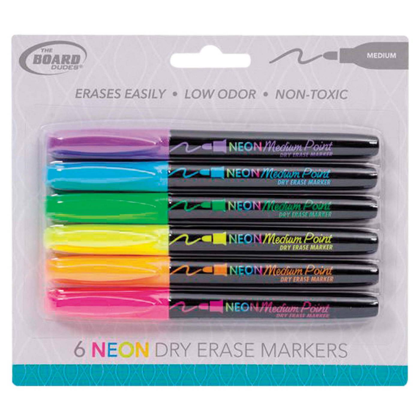  The Board Dudes CYJ58 Medium Point Dry Erase Markers - Neon, 6  count : Office Products