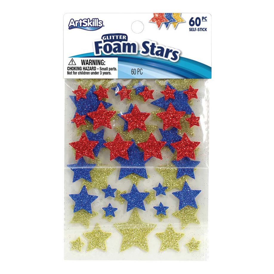 Stars with Glitter Foam Stickers