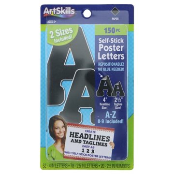 ArtSkills Black Combo Pack Self Stick Poster Letters, 150 ct