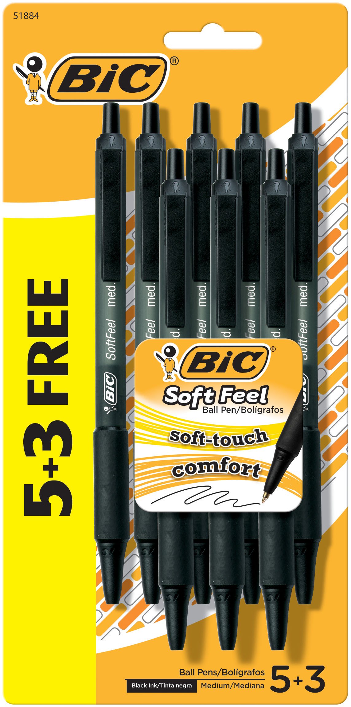 Bic Soft Feel Ballpoint Pens Bonus 5 Plus 3 - Shop Pens at H-E-B