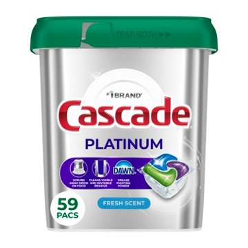 Cascade Platinum Dishwasher Pods, Fresh Scent, 59 ct