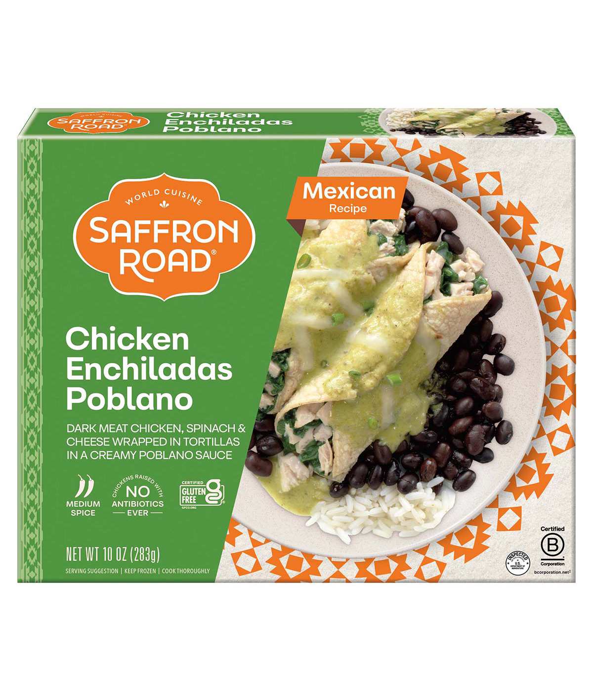 Saffron Road Gluten Free Chicken Enchiladas Poblano Mexican Frozen Dinner; image 1 of 6