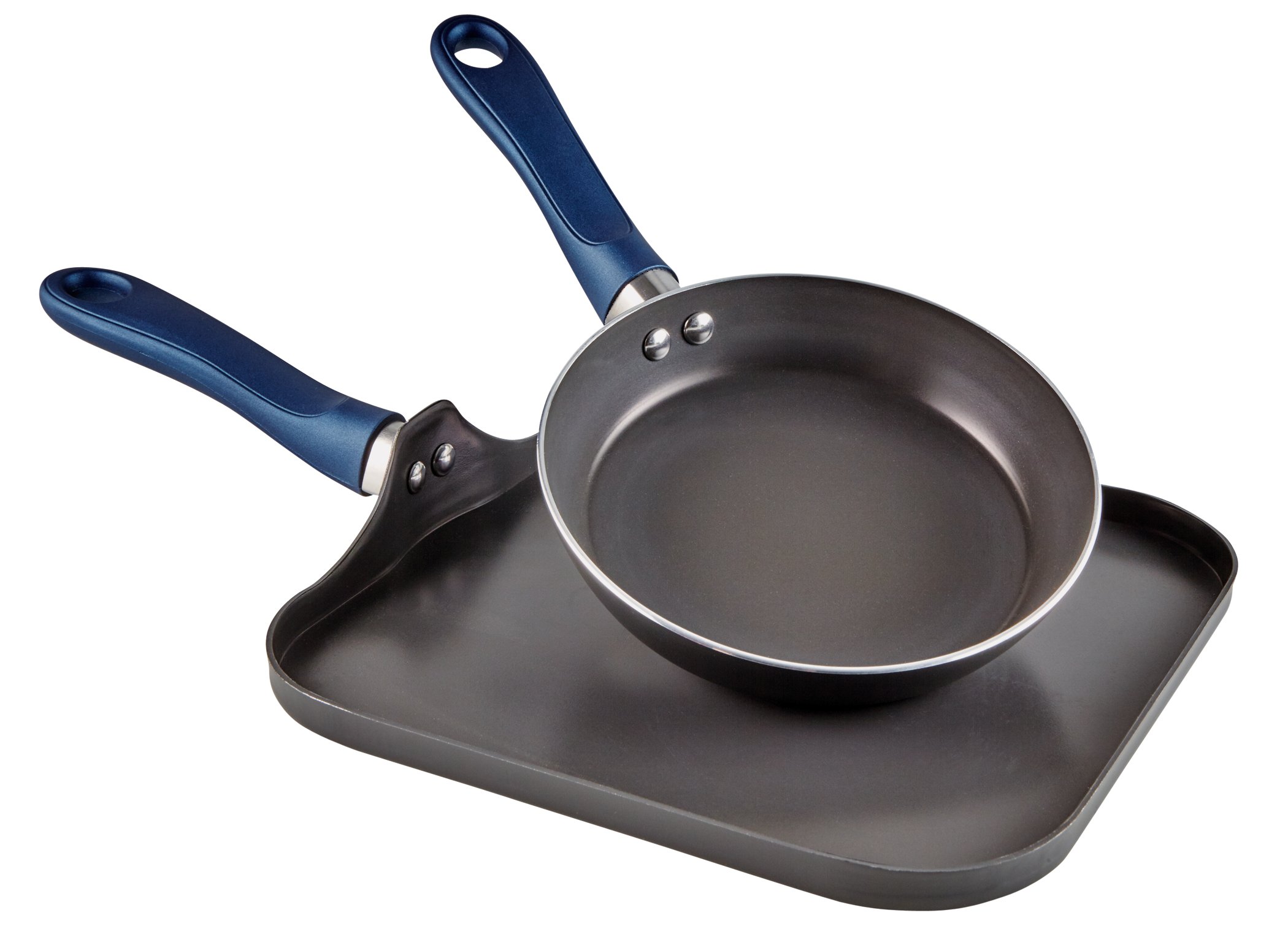 Cook Prep Eat Griddle & Fry Pan Set with Blue Handles Shop Frying