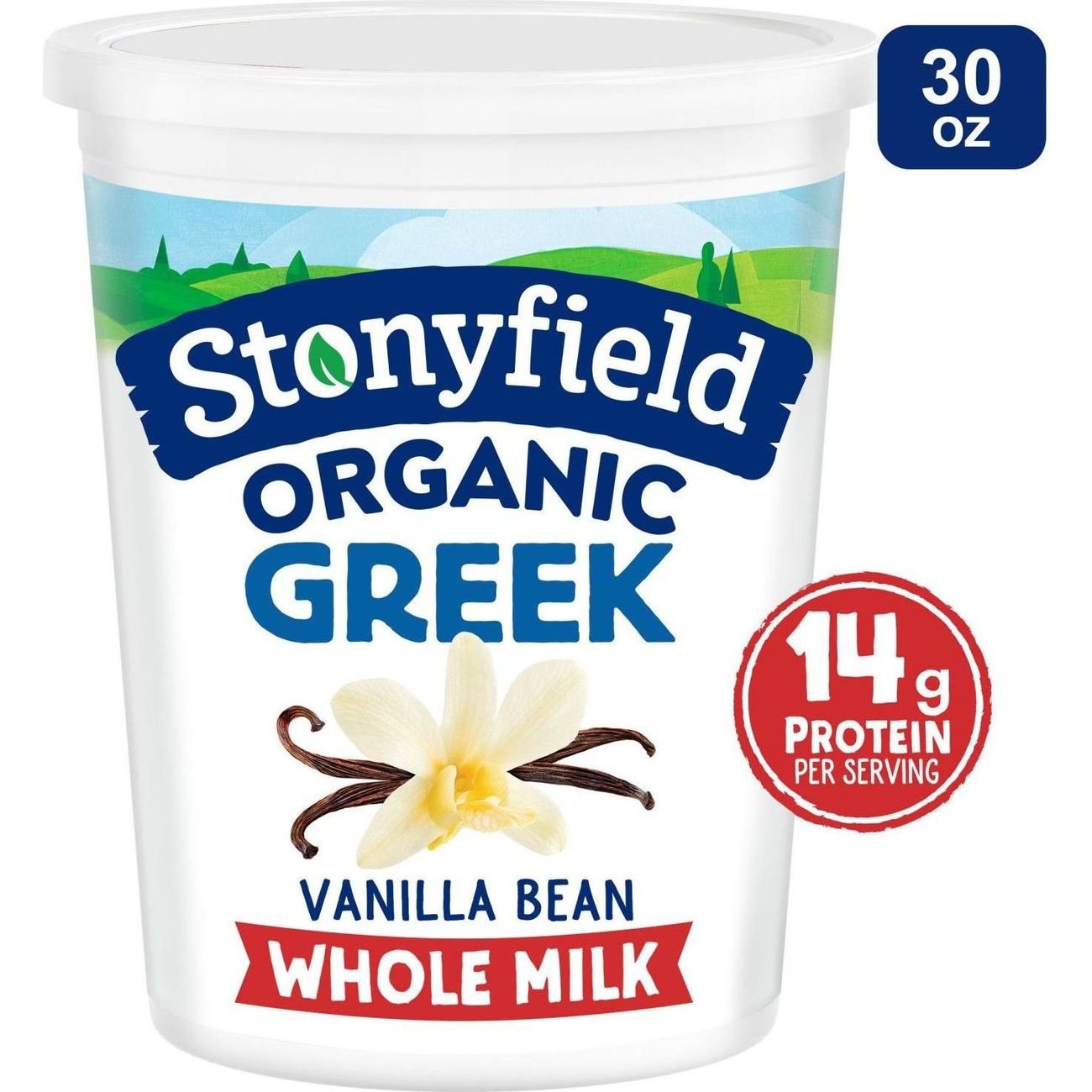 Stonyfield Whole Milk Greek Yogurt - Vanilla Bean, 30 oz