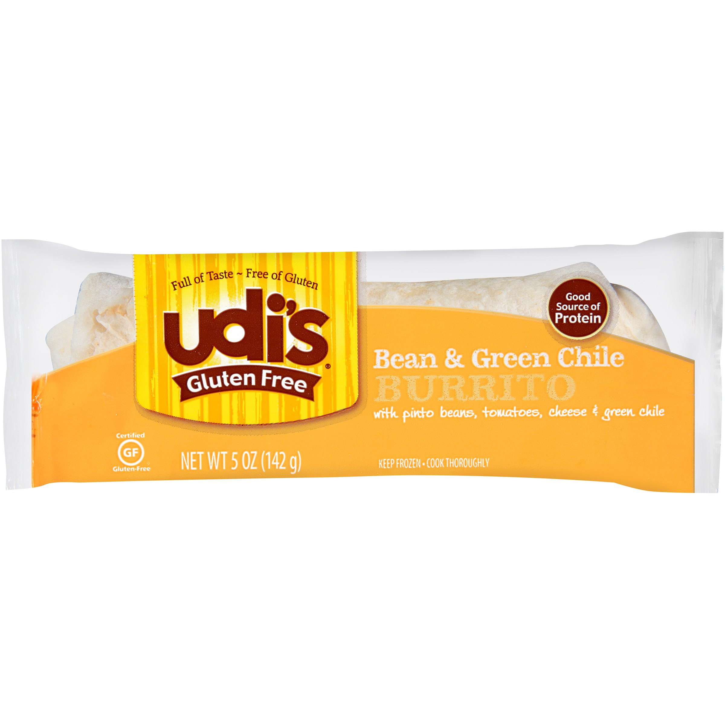 Udi's Gluten Free Burrito Bean & Green Chile with Tomatoes & Cheese